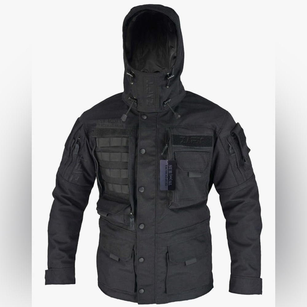 SURVIVAL Army Tactical Jacket Multi Pocket Hooded Hard Shell